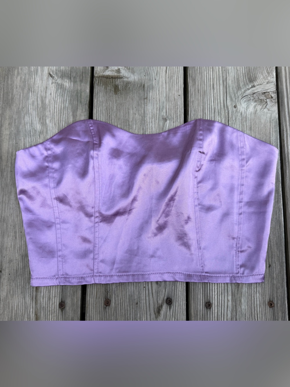 SHEIN Lavender Satin Corset Strapless Bustier Top
